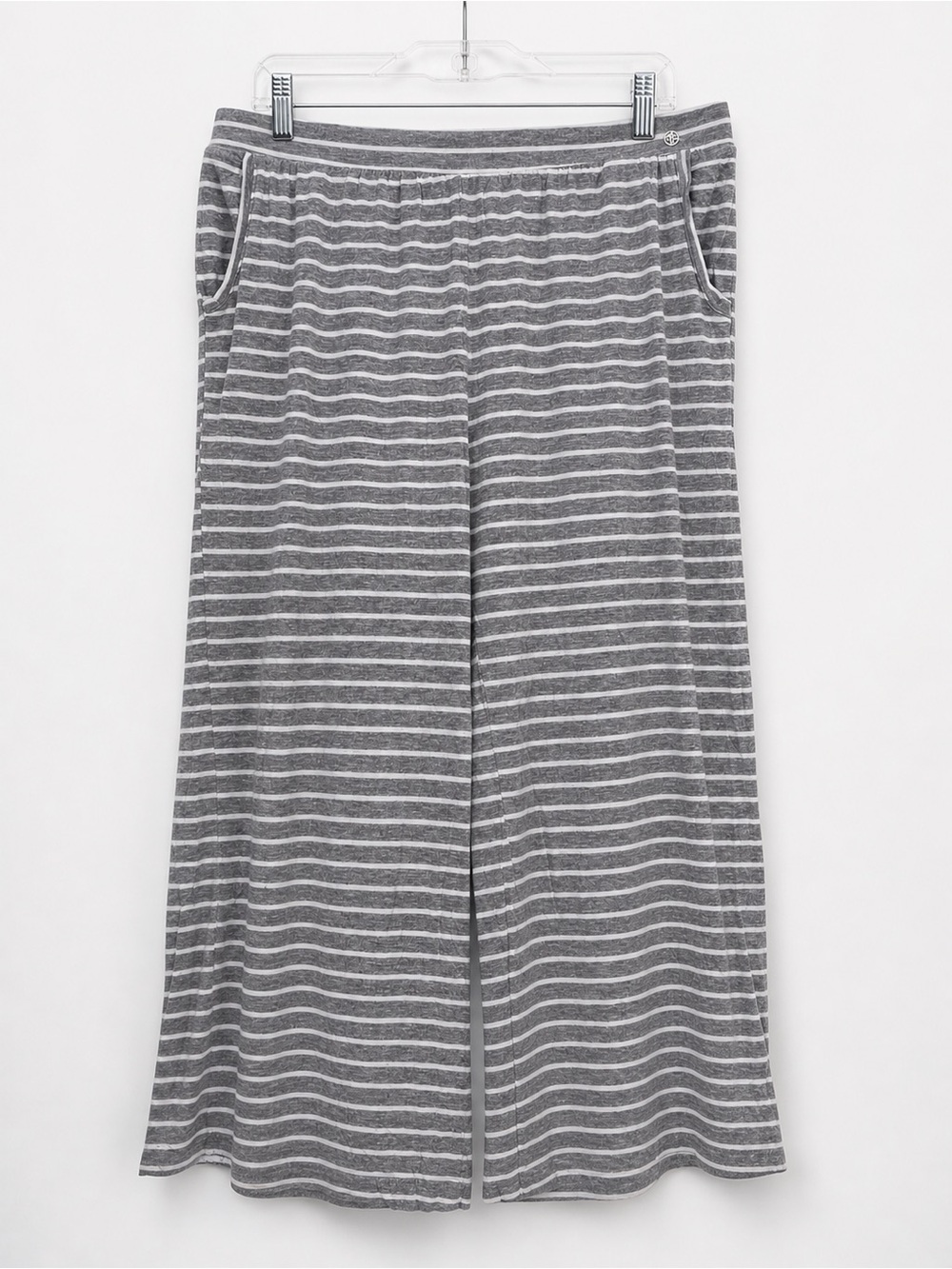 Adrienne Vittadini Studio Gray Striped Wide Leg Lounge Pants Relaxed Fit XL - Picture 2 of 5